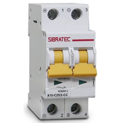 Imagem Produto DISJUNTOR DIN SISTEMA SOLAR 2 POLOS CC25 10KA CURVA C - SIBRATEC