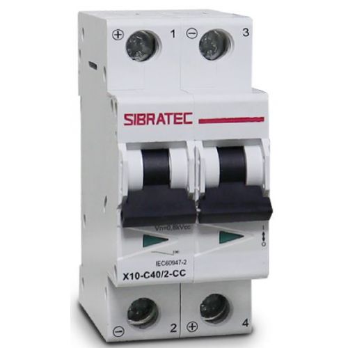 Imagem Produto DISJUNTOR DIN SISTEMA SOLAR 2 POLOS CC40 10KA CURVA C - SIBRATEC