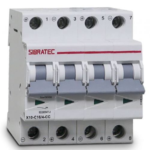 Imagem Produto DISJUNTOR DIN SISTEMA SOLAR 4 POLOS CC16 10KA CURVA C - SIBRATEC