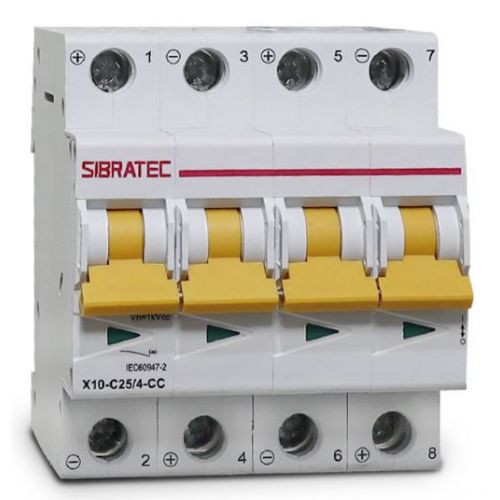 Imagem Produto DISJUNTOR DIN SISTEMA SOLAR 4 POLOS CC25 10KA CURVA C - SIBRATEC