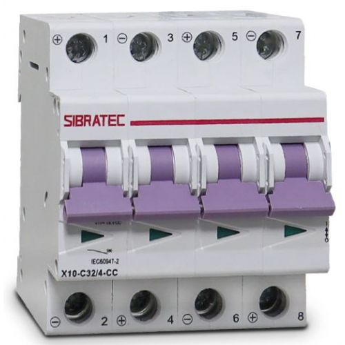 Imagem Produto DISJUNTOR DIN SISTEMA SOLAR 4 POLOS CC32 10KA CURVA C - SIBRATEC