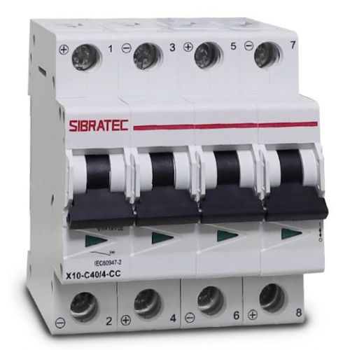 Imagem Produto DISJUNTOR DIN SISTEMA SOLAR 4 POLOS CC40 10KA CURVA C - SIBRATEC