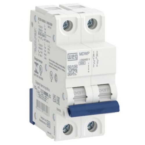 Imagem Produto DISJUNTOR DIN 2 POLOS C4 3KA/400V E 5KA/220V ICN MDWP-C4-2 - WEG