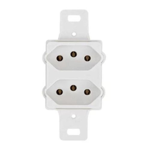 Imagem Produto TOMADA DUPLA 2P+T 10A PARA TAMPA CONDULETE COM 3 ESPACOS BRANCO - PEZZI