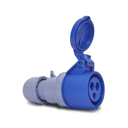 Imagem Produto ACOPLAMENTO BLINDADO EXTENSAO 3 POLOS 32A 200/250VCA 6H AZUL IP44 H3256 - STECK