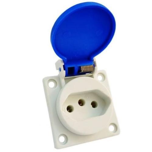 Imagem Produto TOMADA BLINDADA EMBUTIR 3 POLOS 16A 200/250V 6 HORAS AZUL IP44 H3046 - STECK