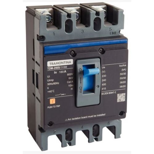 Imagem Produto DISJUNTOR CAIXA MOLDADA 3 POLOS 200A 50KA EM 220VCA TDM - TRAMONTINA