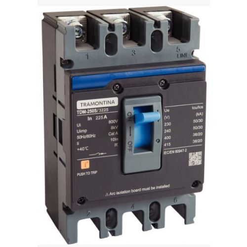 Imagem Produto DISJUNTOR CAIXA MOLDADA 3 POLOS 225A 50KA EM 220VCA TDM - TRAMONTINA