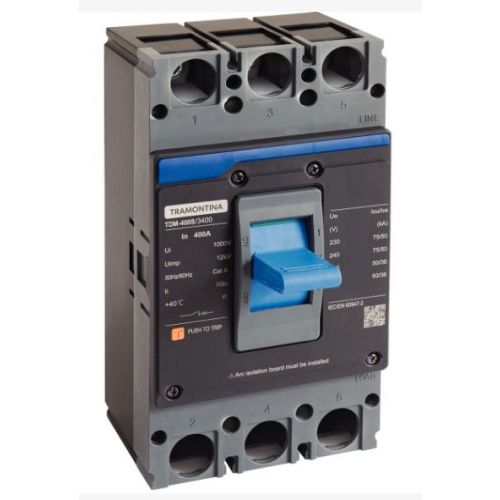 Imagem Produto DISJUNTOR CAIXA MOLDADA 3 POLOS 400A 75KA EM 220VCA TDM - TRAMONTINA