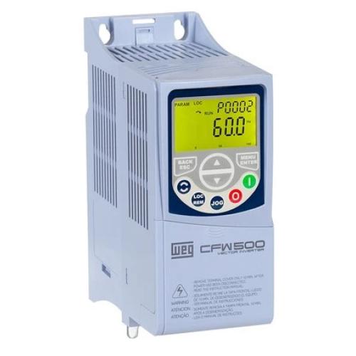 Imagem Produto INVERSOR FREQUENCIAL TRIFASICO 1,1KW 1,5CV 2,6A 380-480V CFW500A02P6T4NB20G2 - WEG