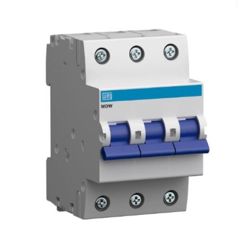 Imagem Produto DISJUNTOR DIN 3 POLOS C125 3KA/400V E 5KA/230V ICN MDW-C125-3 - WEG