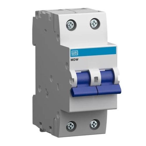Imagem Produto DISJUNTOR DIN 2 POLOS C80 3KA/400V E 5KA/230V ICN MDW-C80-2 - WEG