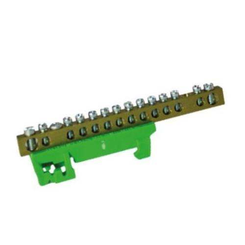 Imagem Produto BARRAMENTO TERRA 8 FUROS VERDE / TRILHO 16MM - BET PLASTICOS