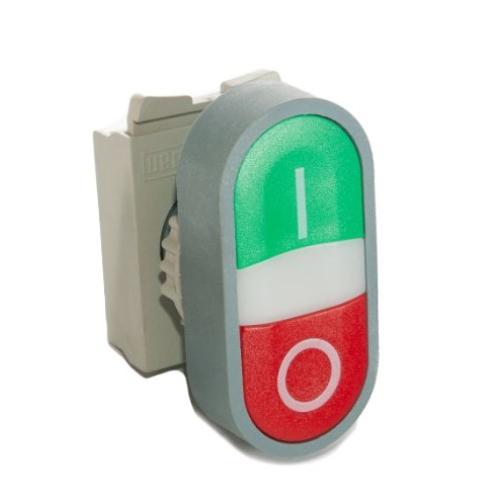 Imagem Produto BOTAO PLASTICO IMPULSO DUPLO COM ILUMINACAO 22 VERDE/VERMELHO NANF - WEG