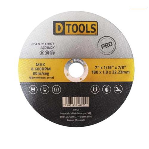 Imagem Produto DISCO CORTE ACO INOX 7/1,8 - DTOOLS