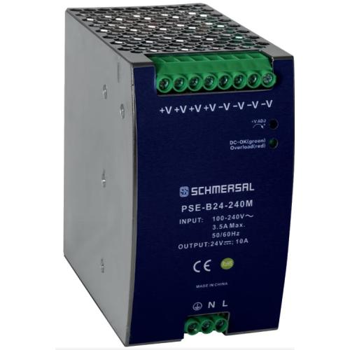 Imagem Produto FONTE ALIMENTACAO CHAVEADA 10A ENTRADA 100/240V SAIDA 24VCC ( P/TRILHO DIN) - ACE SCHMERSAL