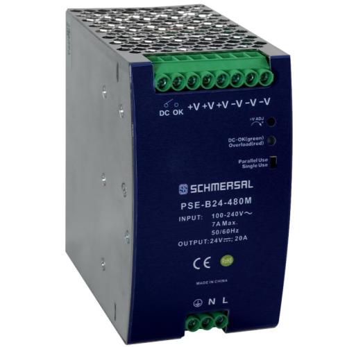 Imagem Produto FONTE ALIMENTACAO CHAVEADA 20A ENTRADA 100/240V SAIDA 24VCC ( P/TRILHO DIN) - ACE SCHMERSAL