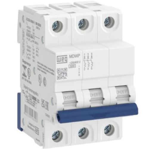 Imagem Produto DISJUNTOR DIN 3 POLOS C6 3KA/400V E 5KA/230V ICN MDWP-C6-3 - WEG
