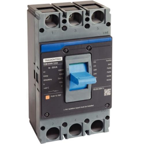 Imagem Produto DISJUNTOR CAIXA MOLDADA 3 POLOS 500A 75KA EM 220V - TRAMONTINA