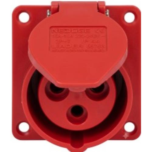 Imagem Produto TOMADA BLINDADA EMBUTIR 3 POLOS 32A 380/440V 9 HORAS VERMELHO IP44 TEWD-32P3H9E53 - WEG