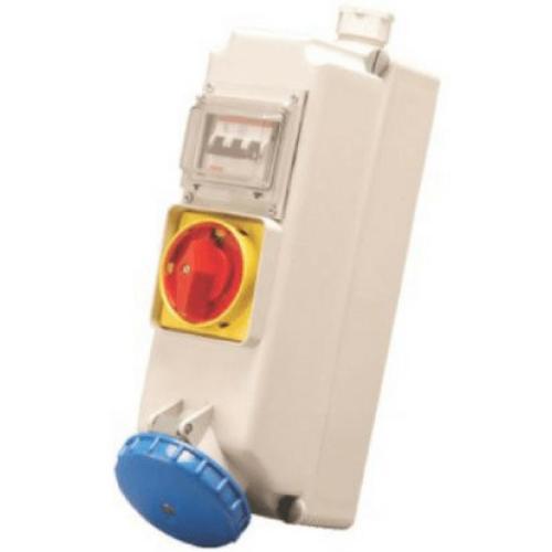 Imagem Produto TOMADA BLINDADA SOBREPOR 3 POLOS 63A 380/415V 6 HORAS VERMELHO IP67 ( COM BLOQUEIO MECANICO) - STECK