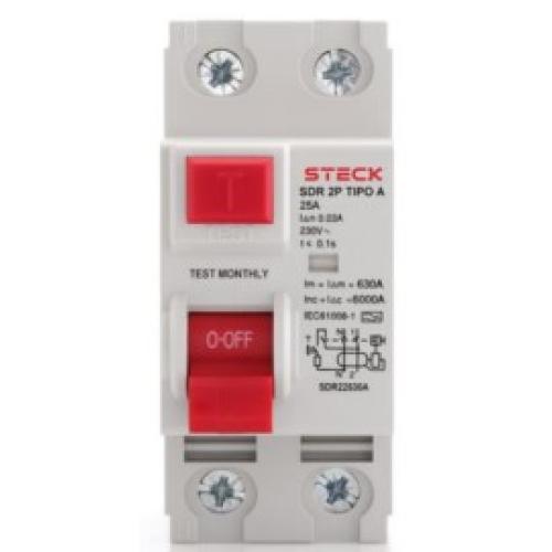 Imagem Produto DISPOSITIVO RESIDUAL (DR) 2 POLOS 63A 30MA TIPO A - STECK