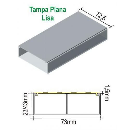 Imagem Produto TAMPA P/CANALETA ALUMINIO 73X3000 PLANA LISA BRANCA - DUTOTEC