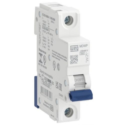 Imagem Produto DISJUNTOR DIN 1 POLO C16 3KA/400V E 5KA/230V ICN MDWP-C16-1 - WEG