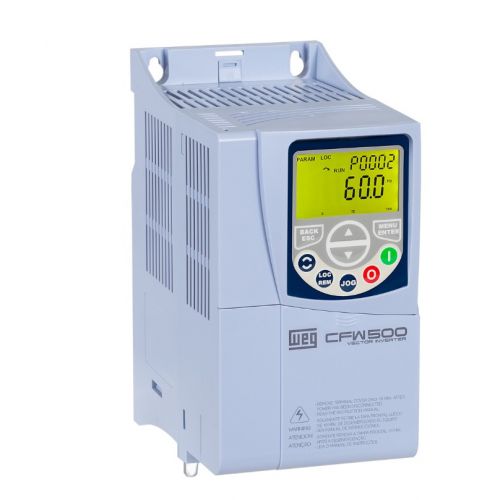Imagem Produto INVERSOR DE FREQUENCIA TRIFASICO 10A 5CV 380V COM PLUGIN CFW500B10P0T4DB20C3G2 - WEG