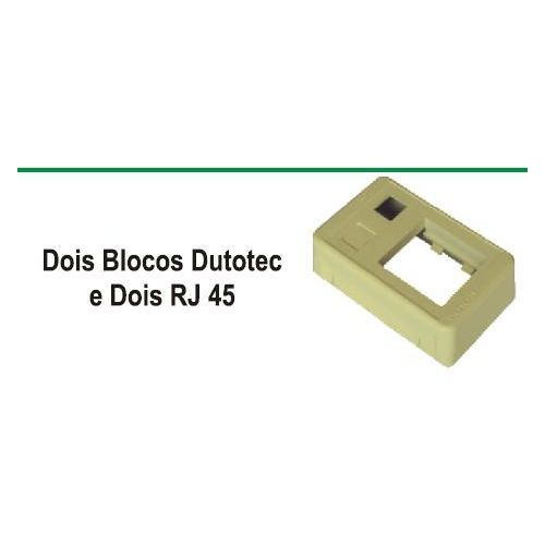 Imagem Produto PORTA EQUIPAMENTO C/2 POSTOS P/TOMADA QUADRADA + 2 RJ45 CINZA - DUTOTEC