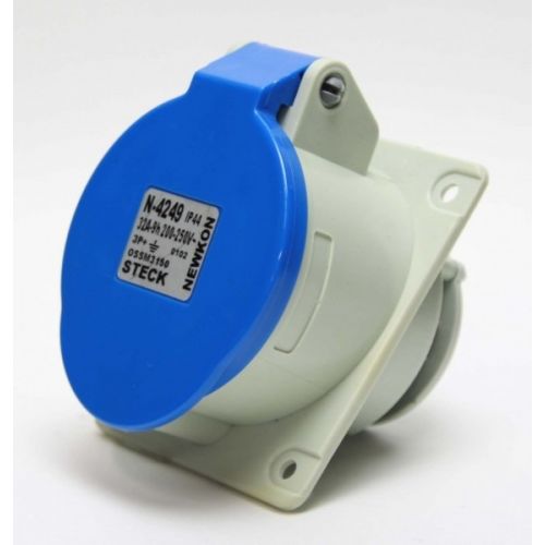 Imagem Produto TOMADA BLINDADA EMBUTIR 4 POLOS 32A 220/240V 9HORAS AZUL IP44 - STECK