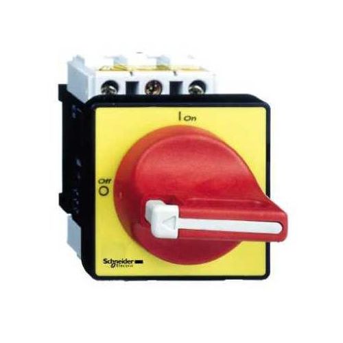 Imagem do produto INTERRUPTOR SECCIONADOR VARIO 125A MANOPLA VERMELHO/AMARELO 4 PARAFUSOS - SCHNEIDER INDUSTRIAL